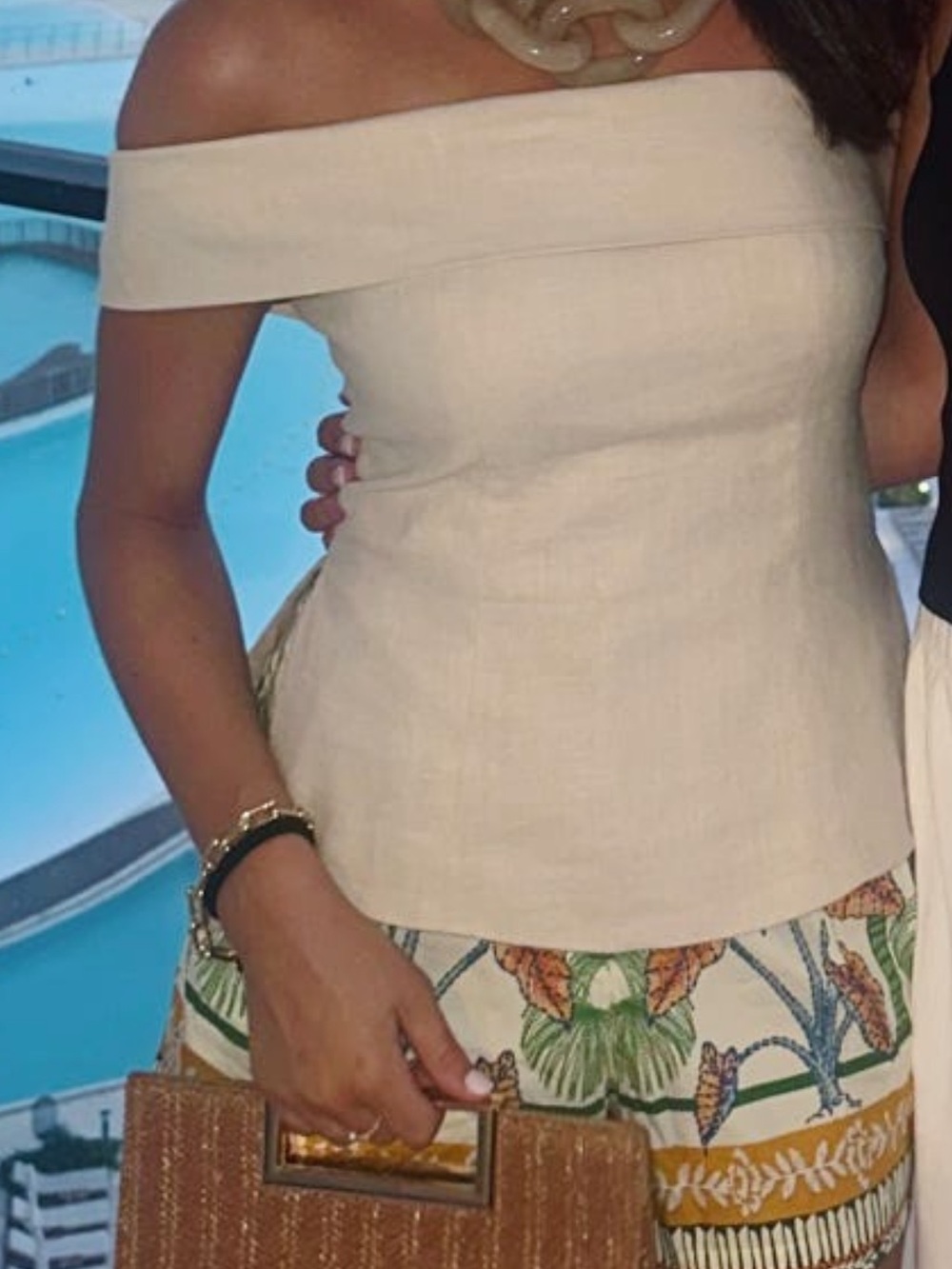 Cream Off-Shoulder Linen-Look Top